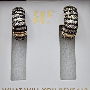 Bomb Party UNTAMED ER53331 "Camouflage Couture" Black Onyx & Diamond CZ Earrings